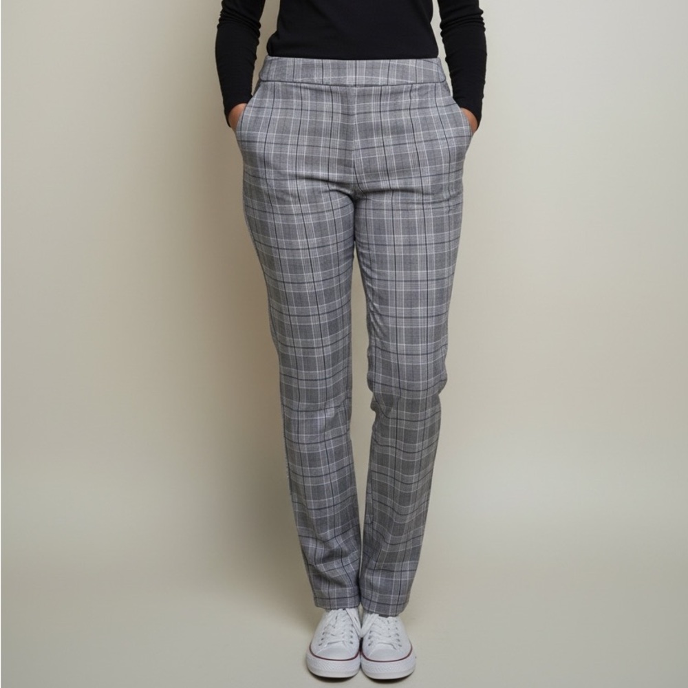 NWT Kim Rogers Gray Plaid Pants with Purple Windowpane size 18W